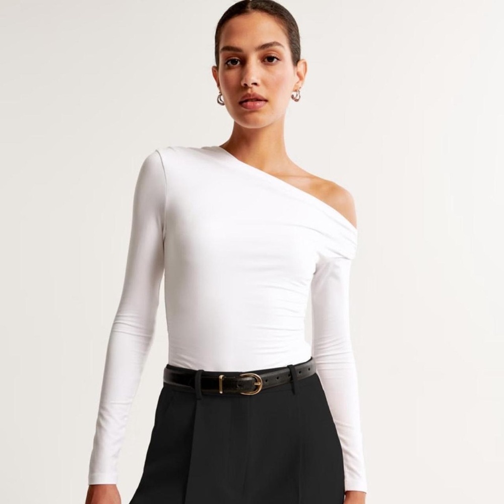 Abercrombie & Fitch White One-Shoulder Blouse